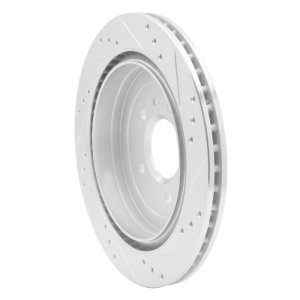 Cadillac ATS Brake Rotor (1) - Rear Left - R1 Concepts - Drilled & Slotted - Silver - `13-`19